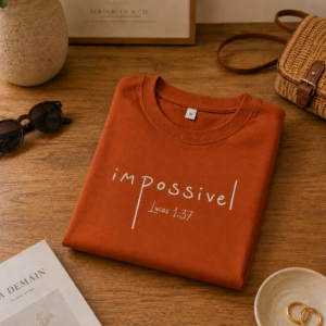 Camiseta, Marrom," Impossivel".