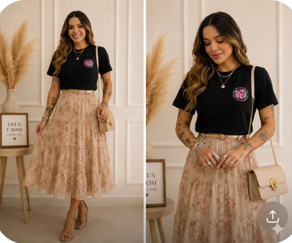 Camiseta, Preta, "Flores Be Kind To All Kinds". - Imagem 4