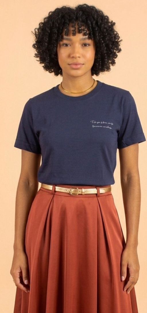 Camiseta, Azul royal "Tudo Que Pedirdes Com Fé " - Imagem 3