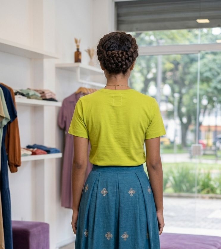 Camiseta, Verde limão "Laço Dourado" - Imagem 5