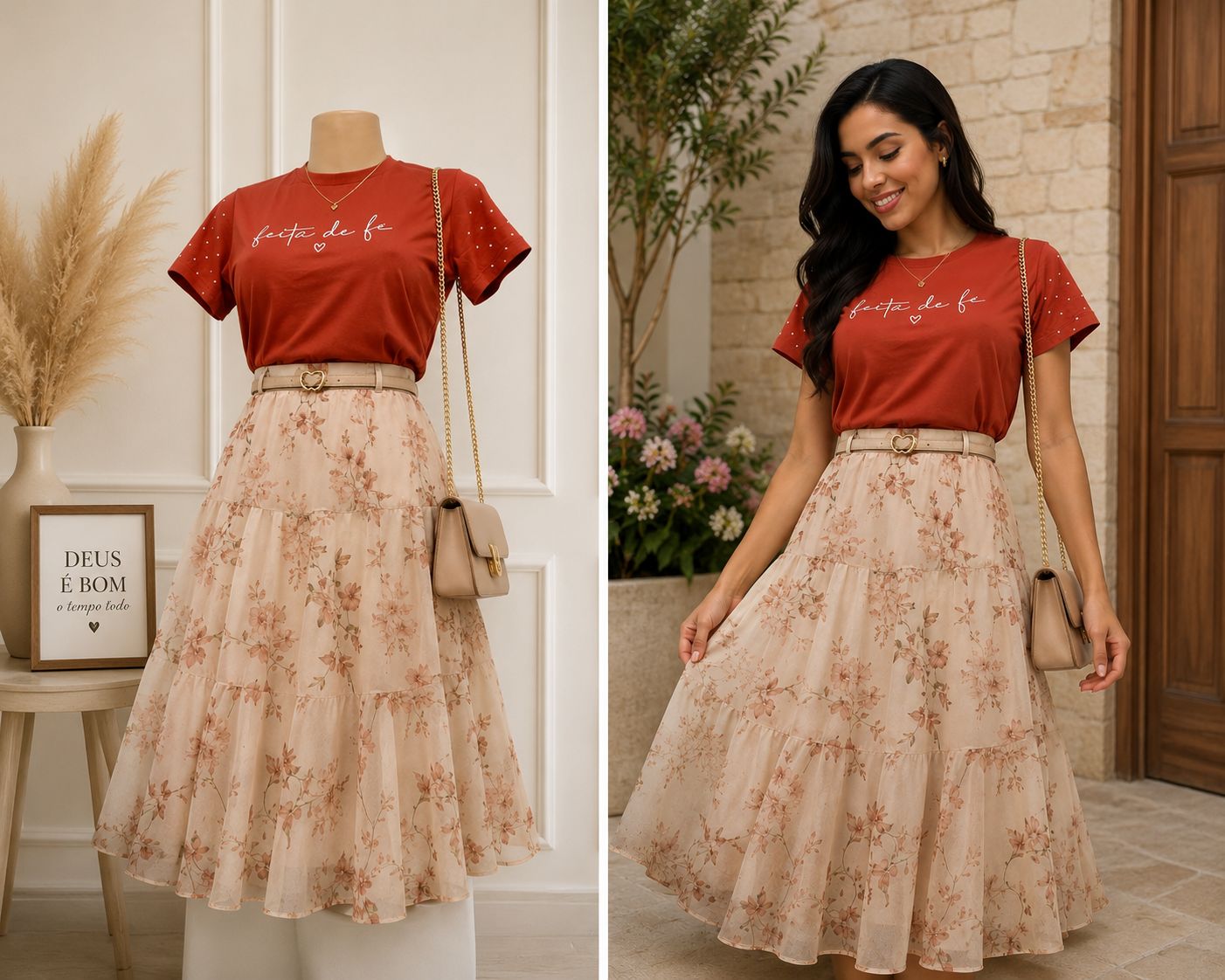 Camiseta, Salmão "Feita de fé"
