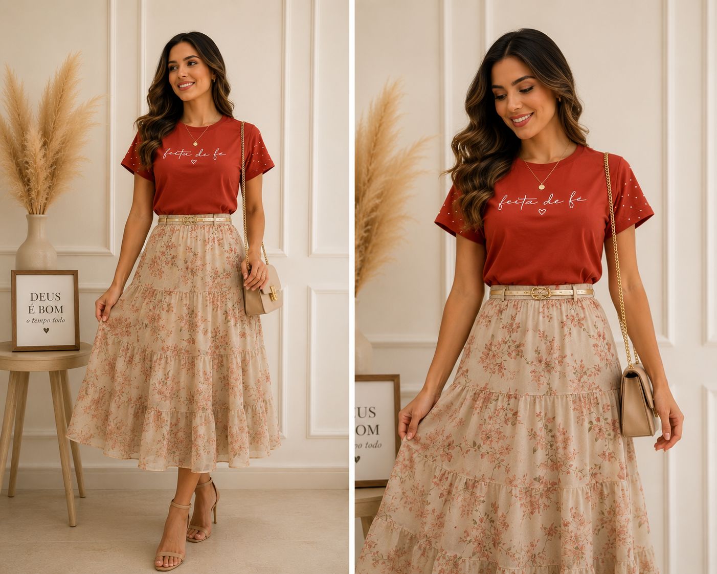 Camiseta, Salmão "Feita de fé" - Imagem 3