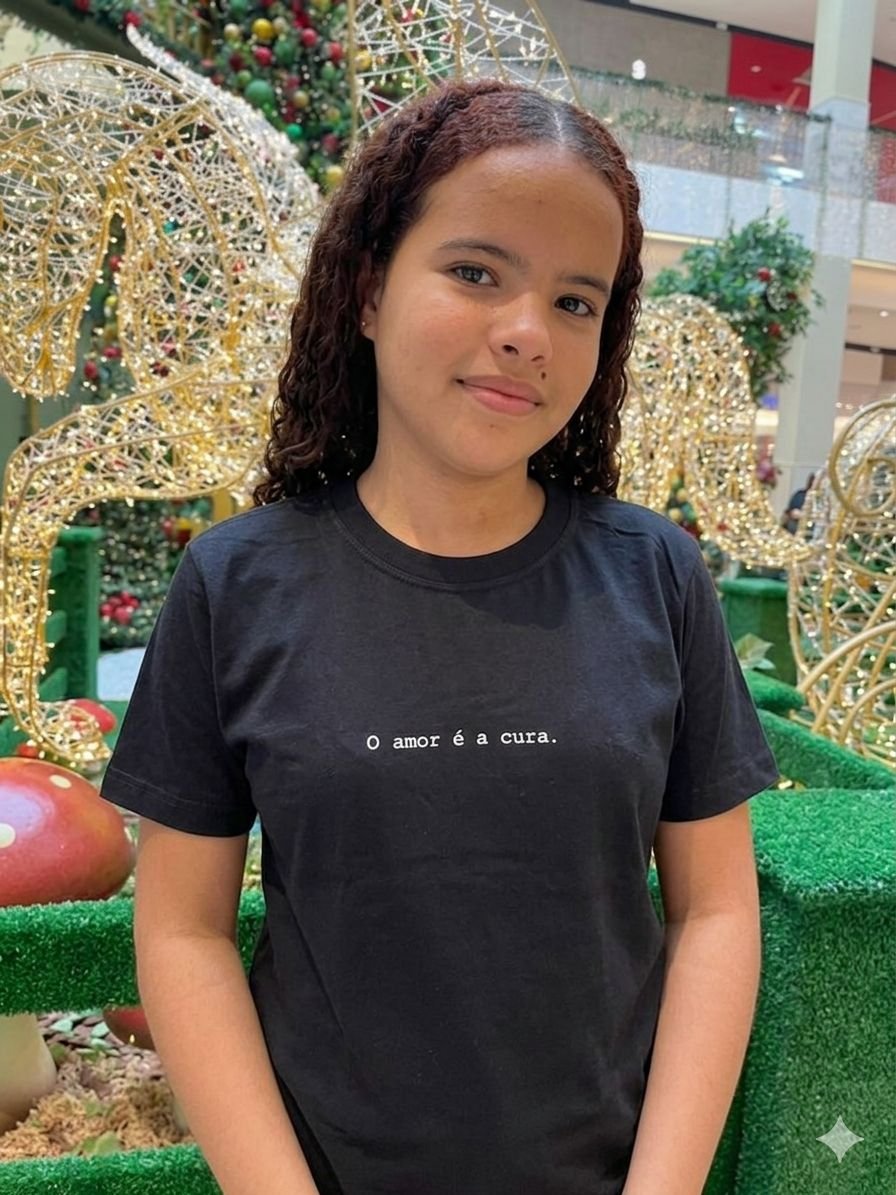 Camiseta, Preta, "O amor é a cura"