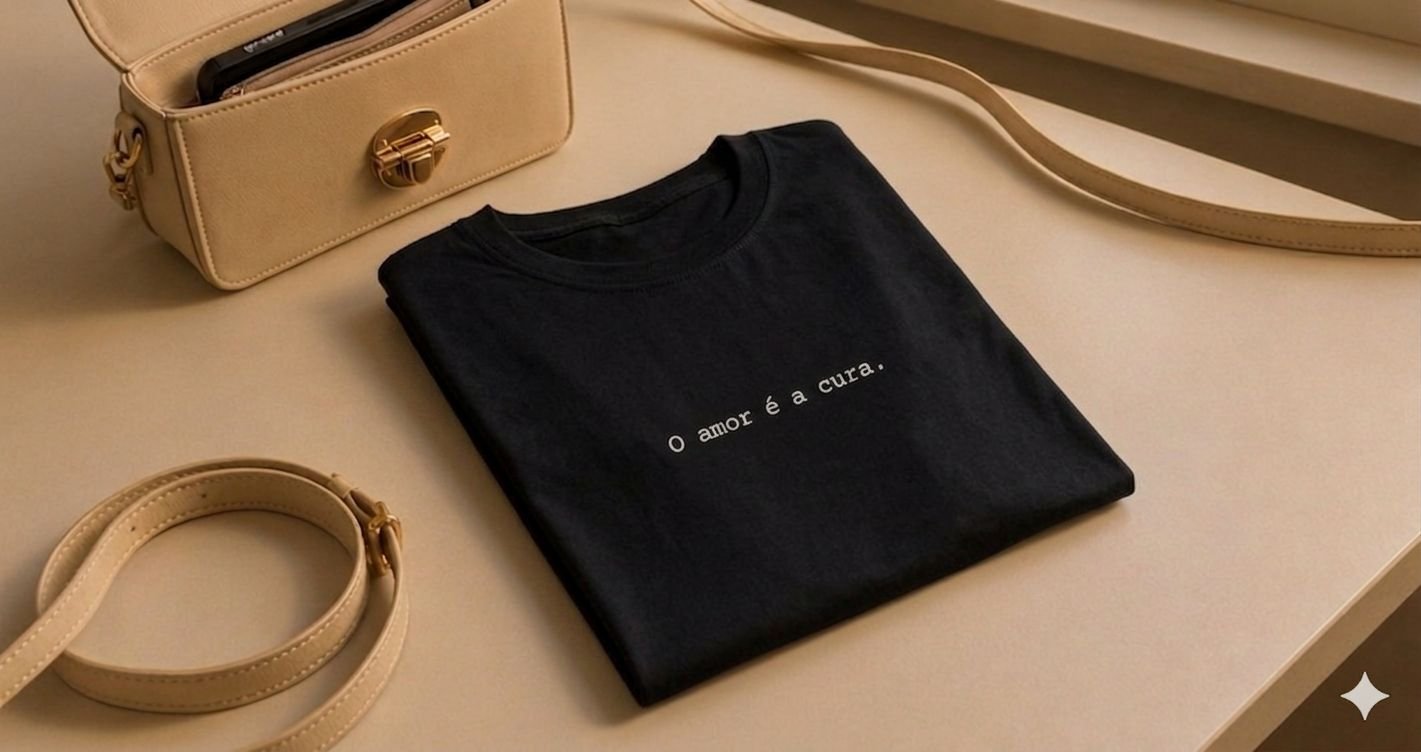 Camiseta, Preta, "O amor é a cura" - Imagem 3