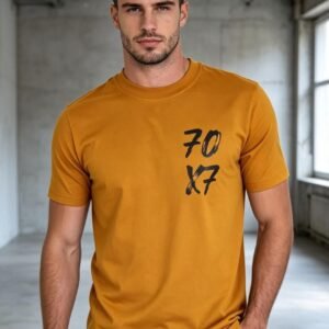 Camiseta Masculina Mostarda,"  70 x 7 "com estampa nas costas.