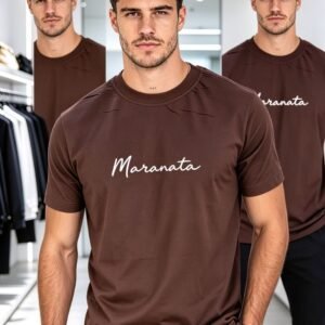 Camiseta Masculina Marrom,"Maranata".
